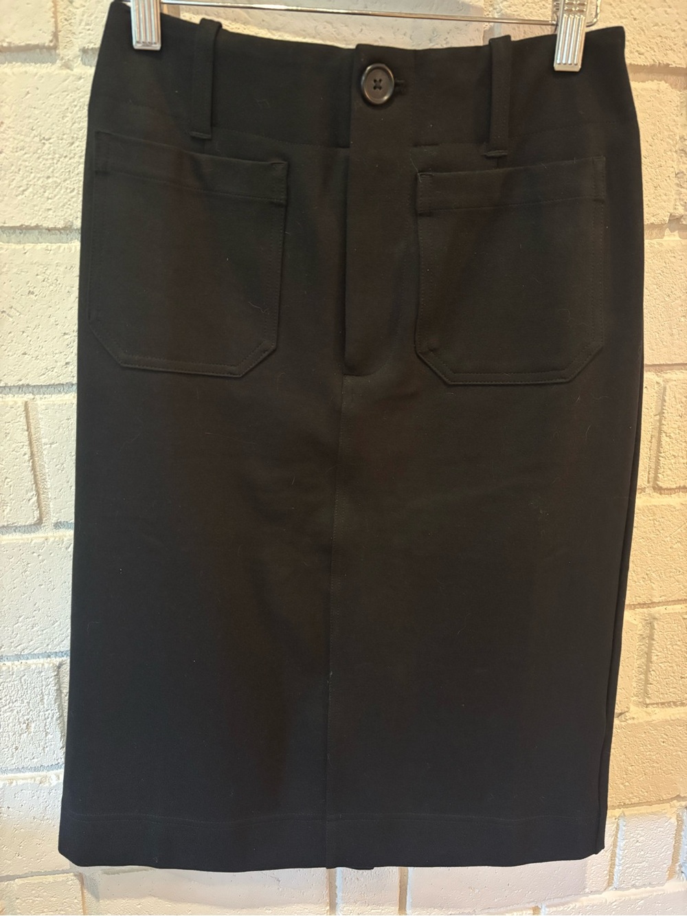 Anthropologie Black Pencil Skirt with Front Patch Pockets